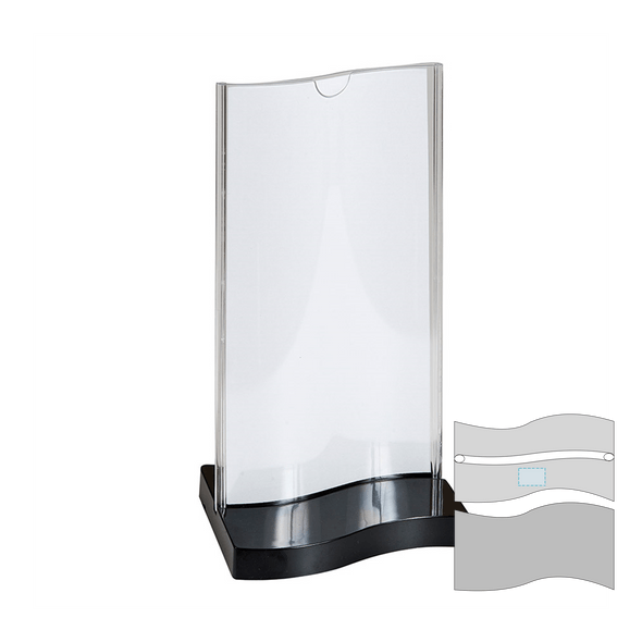 Porta menu con piede rettangolare trasparente PS